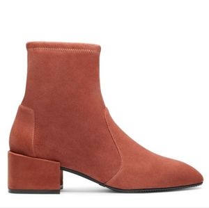 NWT Stuart Weitzman Accordion Stretch Suede Booties in Cardomon - Size 6.5M